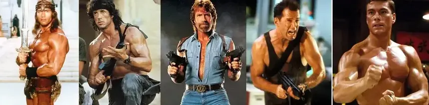 five iconic action heros from the 1980s